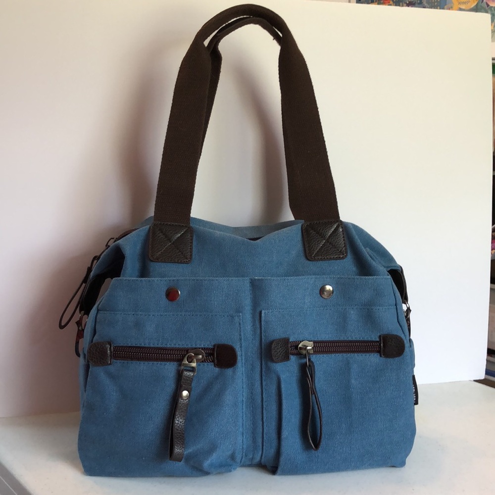 Tao Mao Mao Blue Canvas Handbag